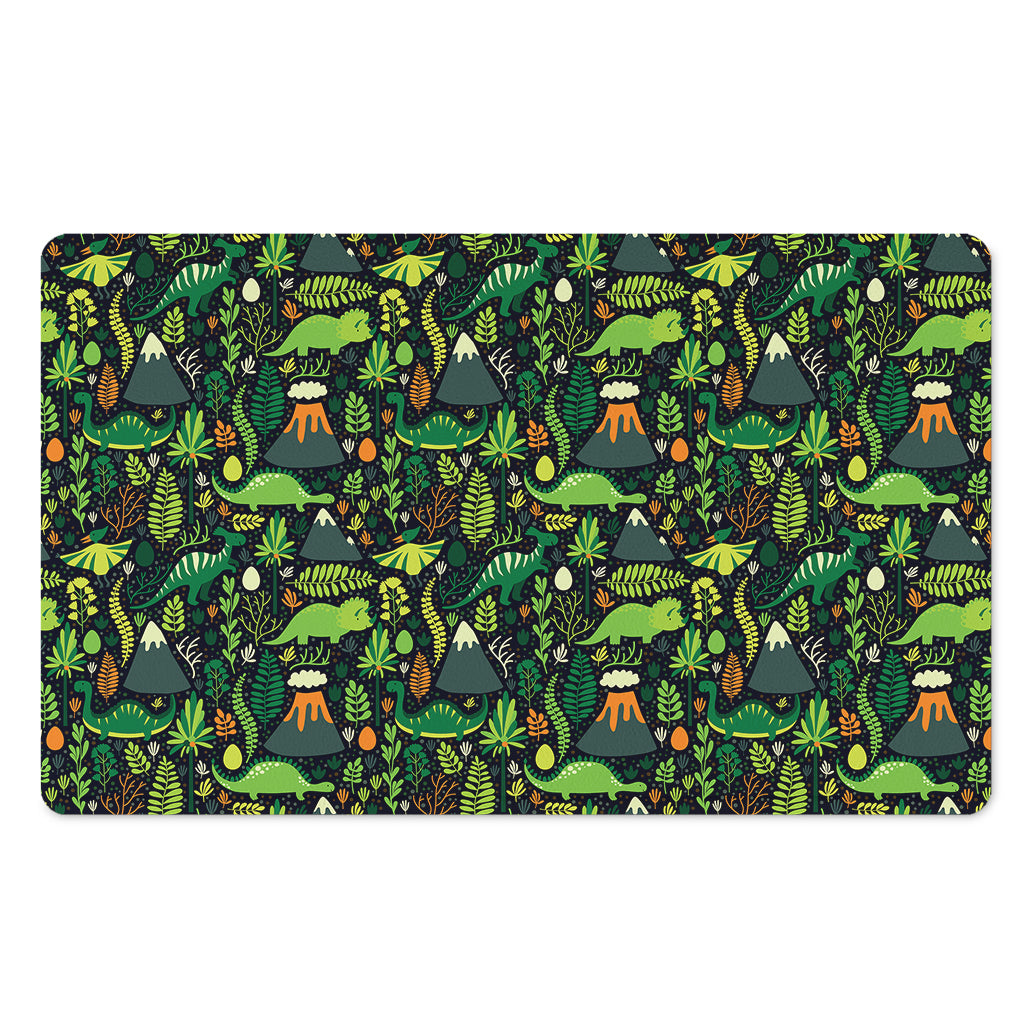 Cute Dinosaur And Floral Pattern Print Polyester Doormat