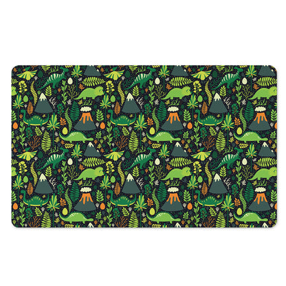 Cute Dinosaur And Floral Pattern Print Polyester Doormat