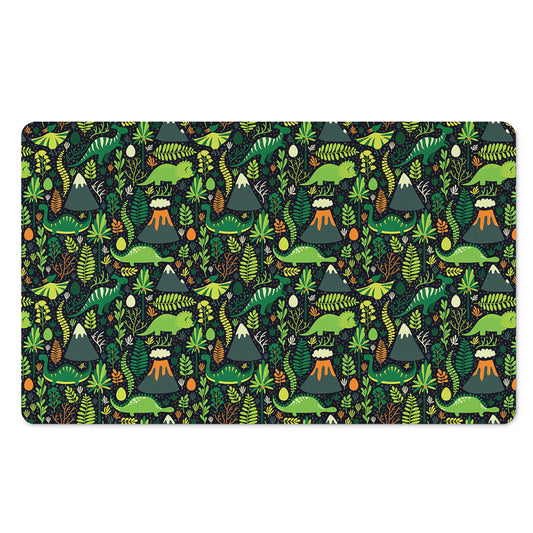 Cute Dinosaur And Floral Pattern Print Polyester Doormat