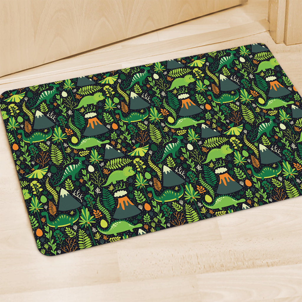 Cute Dinosaur And Floral Pattern Print Polyester Doormat