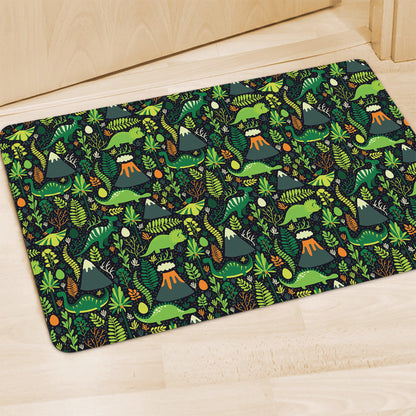 Cute Dinosaur And Floral Pattern Print Polyester Doormat