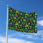 Cute Dinosaur And Floral Pattern Print Polyester Flag