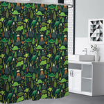 Cute Dinosaur And Floral Pattern Print Premium Shower Curtain