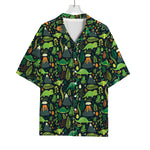 Cute Dinosaur And Floral Pattern Print Rayon Hawaiian Shirt