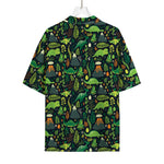 Cute Dinosaur And Floral Pattern Print Rayon Hawaiian Shirt