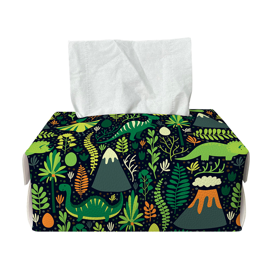 Cute Dinosaur And Floral Pattern Print Rectangle Tissue Box Cover