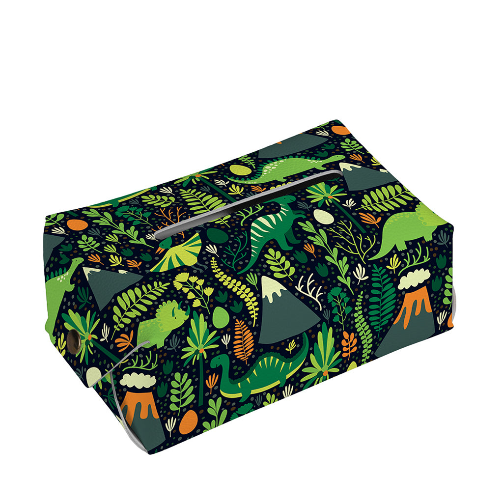 Cute Dinosaur And Floral Pattern Print Rectangle Tissue Box Cover