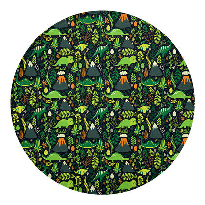Cute Dinosaur And Floral Pattern Print Round Blanket