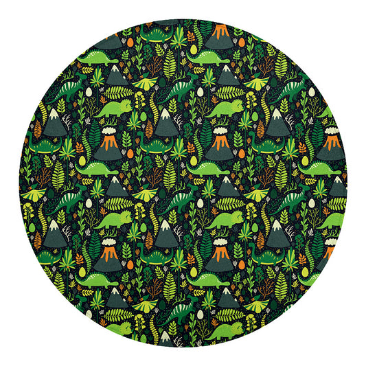 Cute Dinosaur And Floral Pattern Print Round Blanket