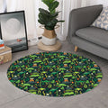 Cute Dinosaur And Floral Pattern Print Round Rug