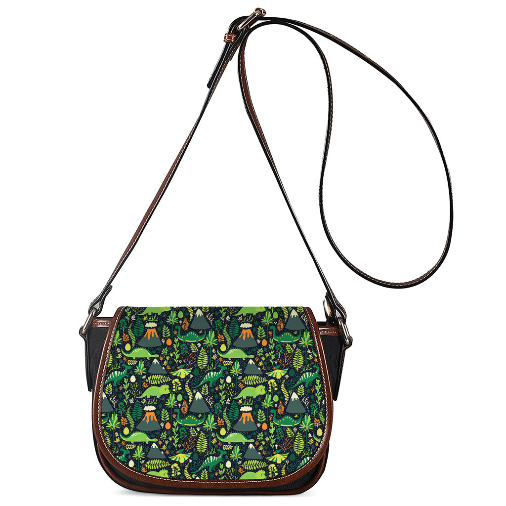 Cute Dinosaur And Floral Pattern Print Saddle Bag