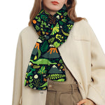 Cute Dinosaur And Floral Pattern Print Scarf