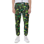 Cute Dinosaur And Floral Pattern Print Scuba Joggers