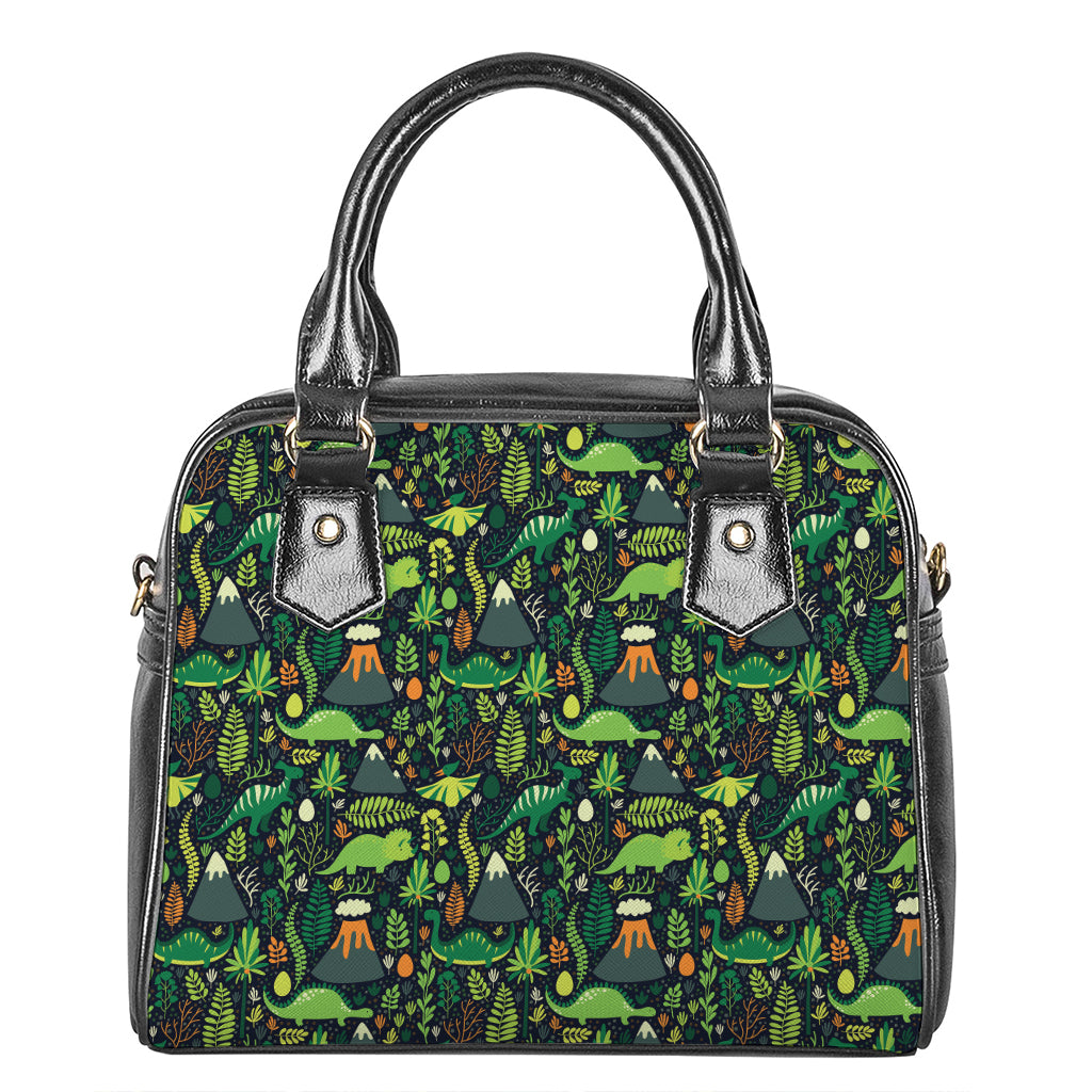 Cute Dinosaur And Floral Pattern Print Shoulder Handbag