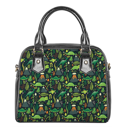Cute Dinosaur And Floral Pattern Print Shoulder Handbag