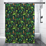 Cute Dinosaur And Floral Pattern Print Shower Curtain