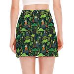 Cute Dinosaur And Floral Pattern Print Side Slit Mini Skirt