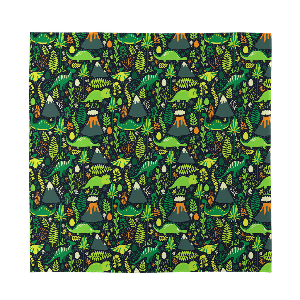 Cute Dinosaur And Floral Pattern Print Silk Bandana