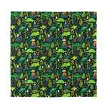 Cute Dinosaur And Floral Pattern Print Silk Bandana