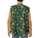 Cute Dinosaur And Floral Pattern Print Sleeveless Baseball Jersey