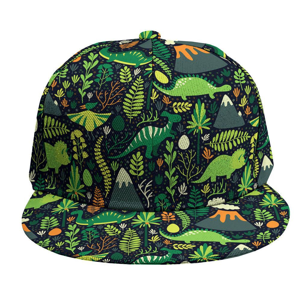 Cute Dinosaur And Floral Pattern Print Snapback Cap