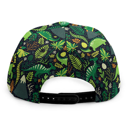 Cute Dinosaur And Floral Pattern Print Snapback Cap