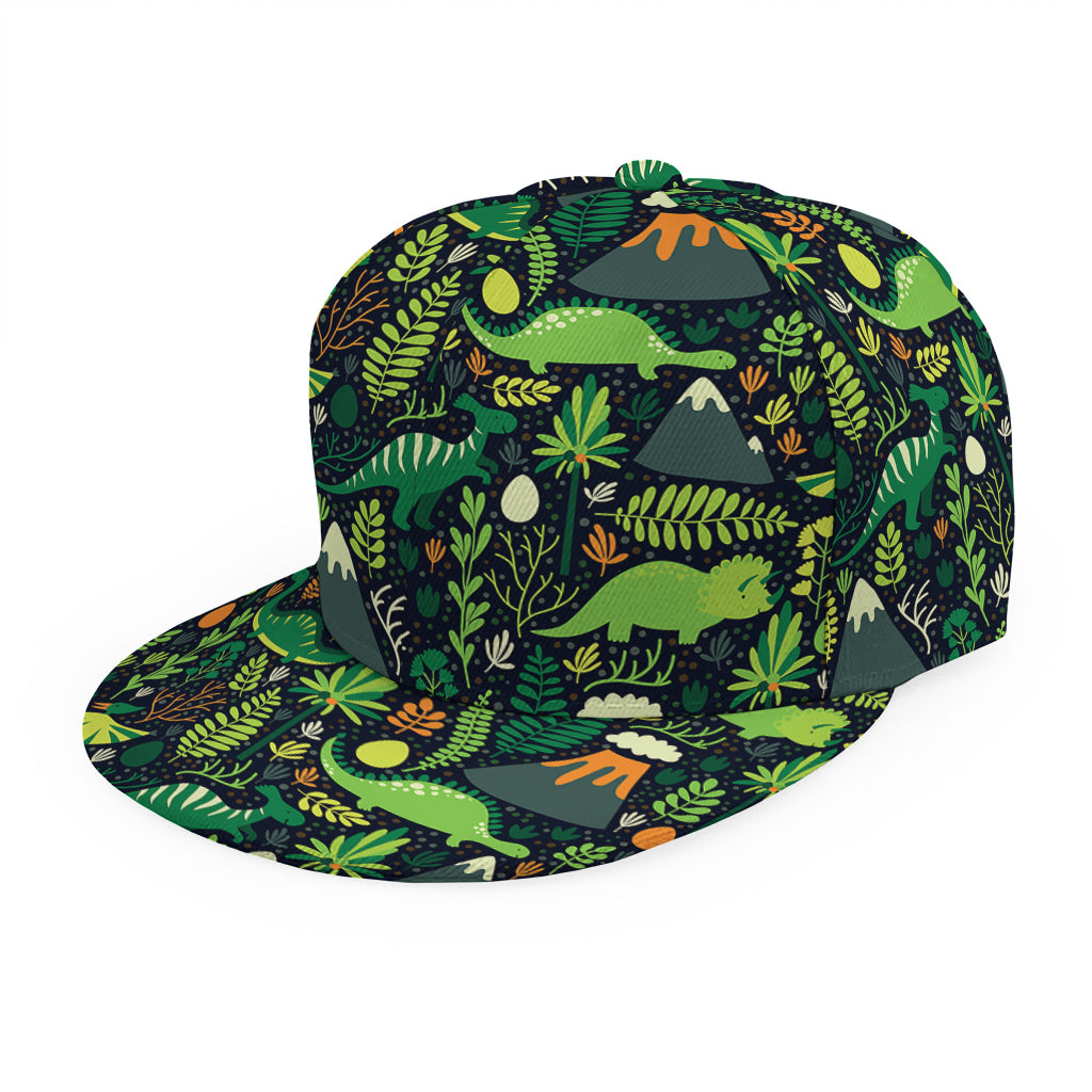 Cute Dinosaur And Floral Pattern Print Snapback Cap
