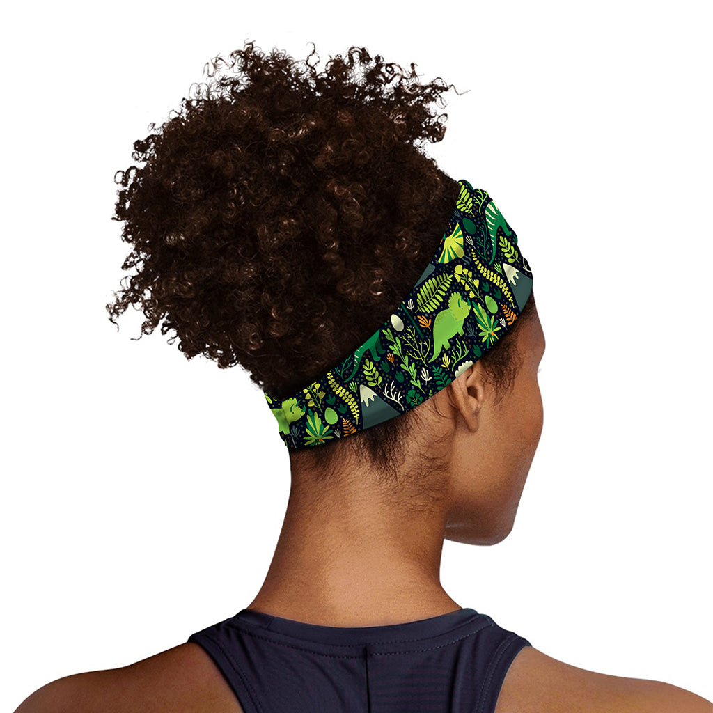 Cute Dinosaur And Floral Pattern Print Sports Headband