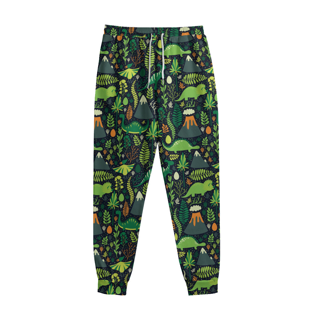 Cute Dinosaur And Floral Pattern Print Sweatpants