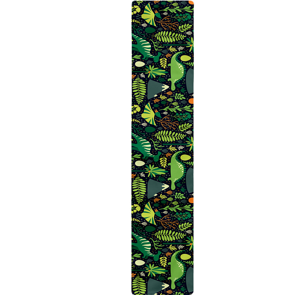 Cute Dinosaur And Floral Pattern Print Table Runner