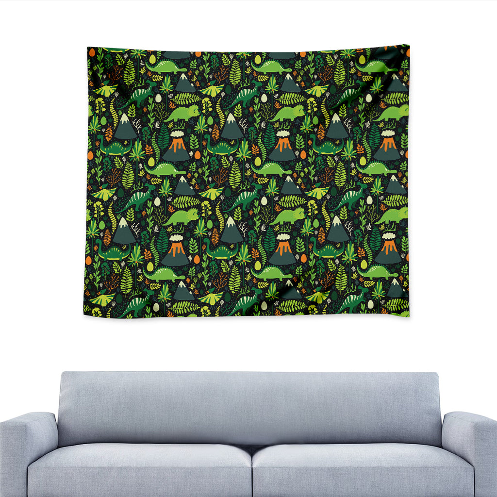 Cute Dinosaur And Floral Pattern Print Tapestry