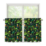 Cute Dinosaur And Floral Pattern Print Tier Curtains