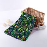 Cute Dinosaur And Floral Pattern Print Towel