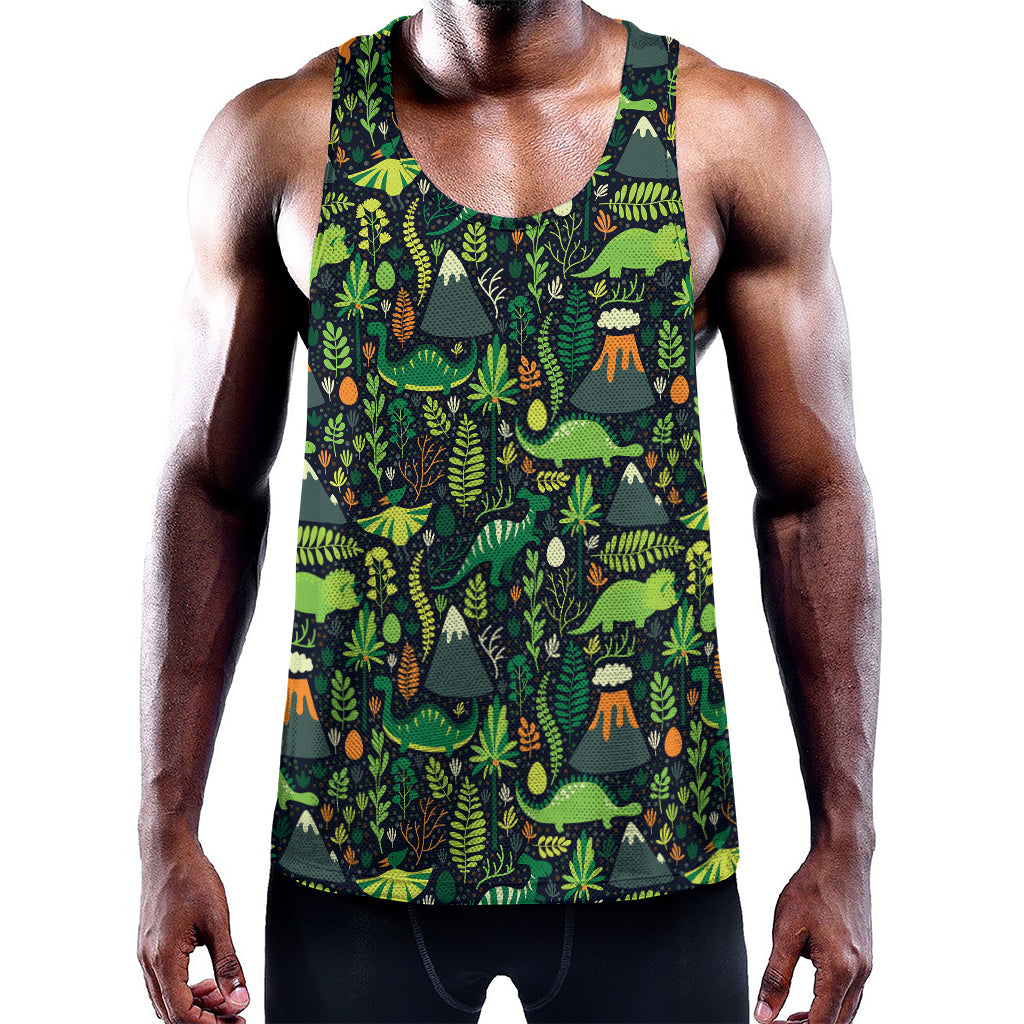 Cute Dinosaur And Floral Pattern Print Training Tank Top