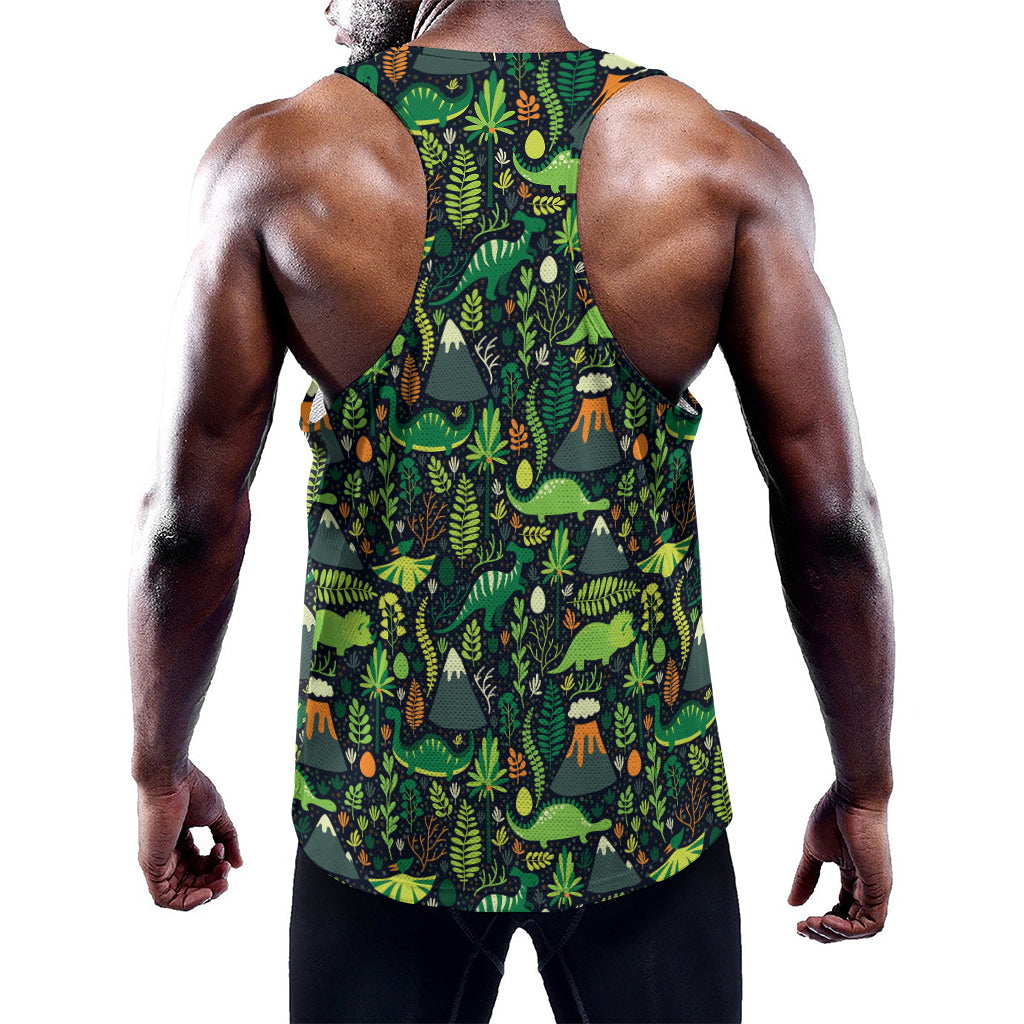 Cute Dinosaur And Floral Pattern Print Training Tank Top