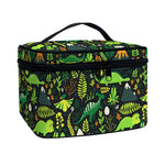 Cute Dinosaur And Floral Pattern Print Travel Makeup Bag
