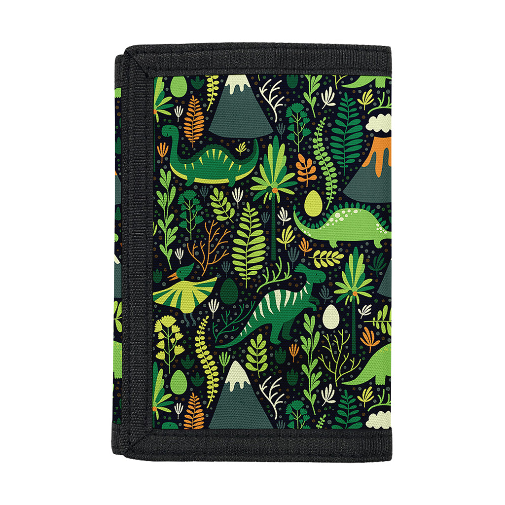 Cute Dinosaur And Floral Pattern Print Trifold Wallet