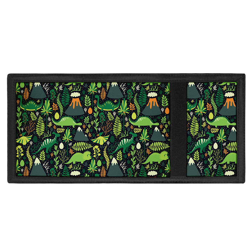 Cute Dinosaur And Floral Pattern Print Trifold Wallet