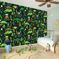 Cute Dinosaur And Floral Pattern Print Wall Sticker