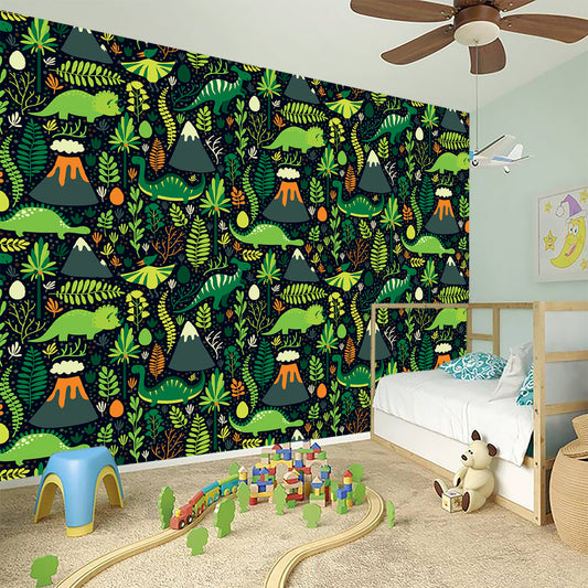 Cute Dinosaur And Floral Pattern Print Wall Sticker