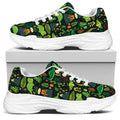 Cute Dinosaur And Floral Pattern Print White Chunky Shoes