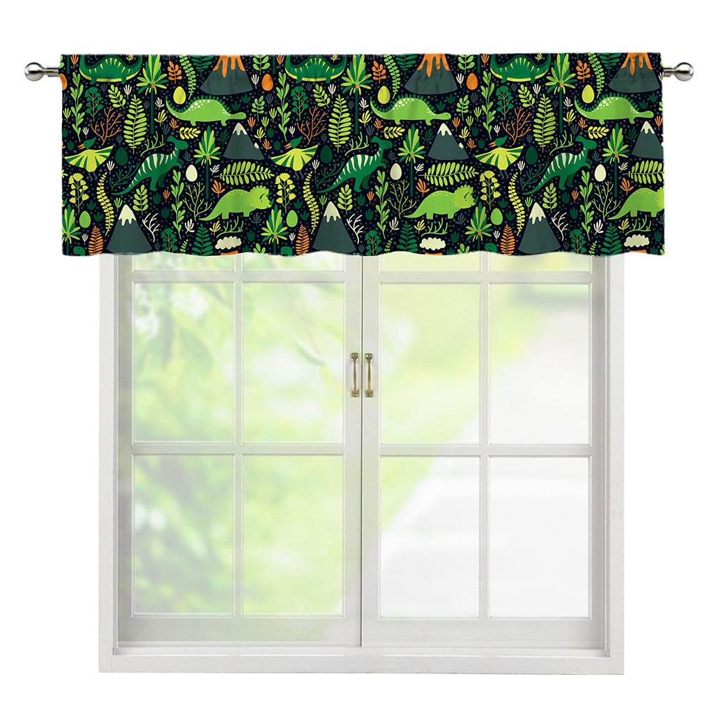 Cute Dinosaur And Floral Pattern Print Window Valance