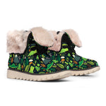 Cute Dinosaur And Floral Pattern Print Winter Boots