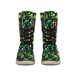 Cute Dinosaur And Floral Pattern Print Winter Boots