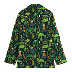 Cute Dinosaur And Floral Pattern Print Women's Cotton Blazer