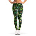 Cute Dinosaur And Floral Pattern Print Women's Leggings