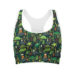 Cute Dinosaur And Floral Pattern Print Women's Sports Bra