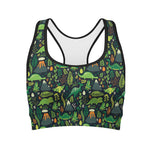 Cute Dinosaur And Floral Pattern Print Women's Sports Bra