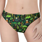 Cute Dinosaur And Floral Pattern Print Women's Thong