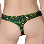 Cute Dinosaur And Floral Pattern Print Women's Thong